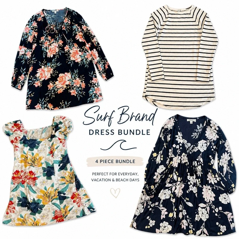 Surf Brand Dress Bundle 4pc Billabong O'Neill Floral Striped Boho Beach Summer